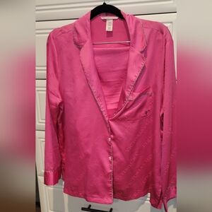 Victoria's Secret Hot Pink Satin Pajama Set